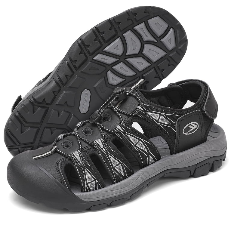 Mens Black Closed Toe Leather Athletic Outdoor Hiking Sport Casual Sandal Shoes Amazon.com | EKsma Men main image 2