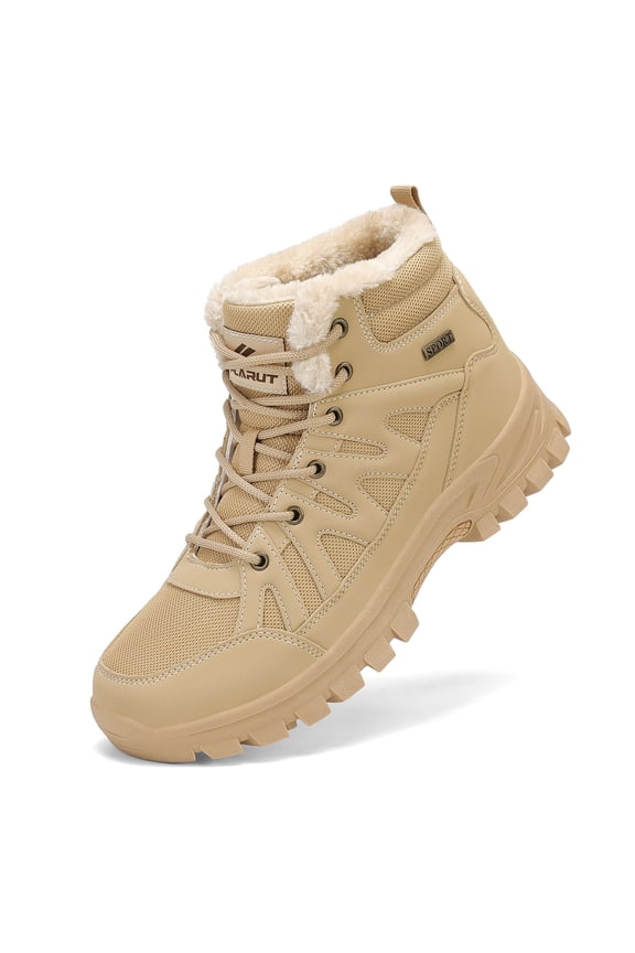Winter Boots for Men Snow Boots with Warm Fur Lined Anti-Slip Hiking Ankle Booties Comfort Walking Trekking Shoes for Outdoor