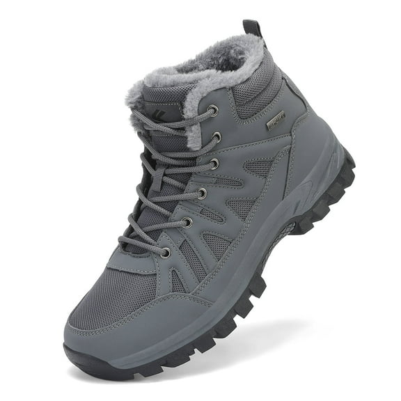 Rumpra Winter Boots for Men Snow Boots with Warm Fur Lined Anti-Slip Hiking Ankle Booties Comfort Walking Trekking Shoes for Outdoor