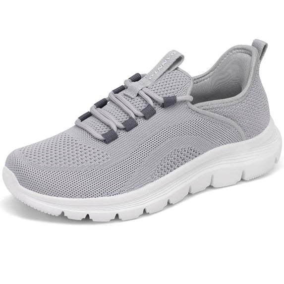 Rumpra Women Step-In Slip On Walking Sneakers, Hands-Free No-Bend Design, Breathable Knit Lightweight Shoes, Cushioned EVA Non-Slip Outsole for Work & Daily Wear