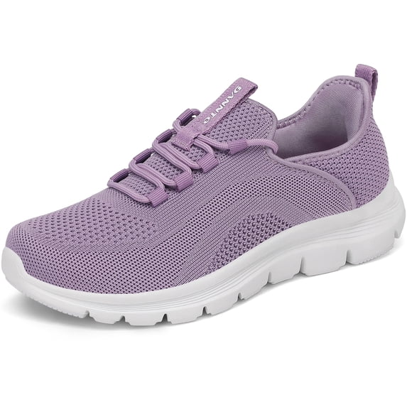 Rumpra Women Step-In Slip On Walking Sneakers, Hands-Free No-Bend Design, Breathable Knit Lightweight Shoes, Cushioned EVA Non-Slip Outsole for Work & Daily Wear