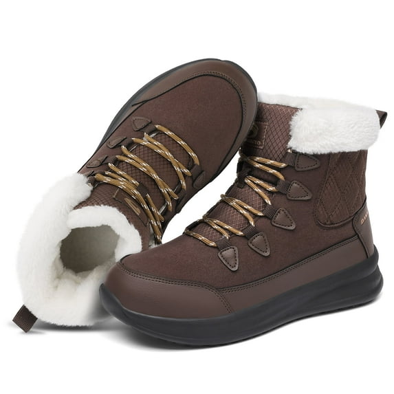 Rumpra Womens Hiking Snow Winter Boots - Water Resistant Non Slip Sole Work Ankle Boots for Women Comfortable Warm Fur Boots for Backpacking Cycling