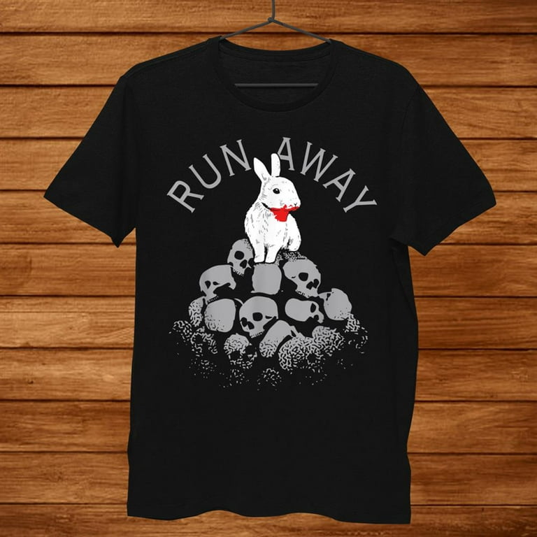Run Away Bloody Killer Bunny Blood Rabbit Skulls T-Shirt Run Away Bloody Killer Bunny Blood Rabbit Skulls T-Shirt