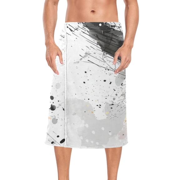 Run Black and White Cat Bath Towel Wrap for Man Adjustable Shower Wrap Button Closure Body Towel for Sauna Gym