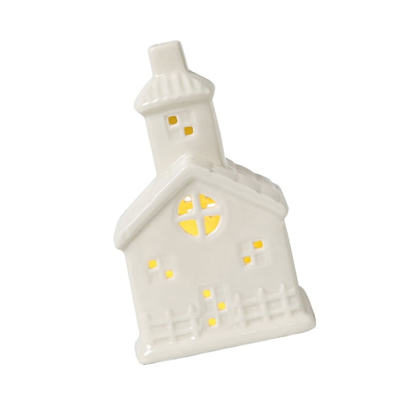 Run Ceramic Christmas Cabin LED Night Light Decorative Accent For Computer Otherwise Window Shop
