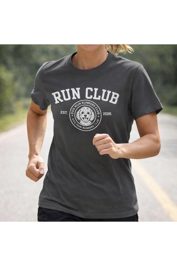 Run Club Dog Crest T-Shirt Running Graphic Tee, Dog Lover Runner Lifestyle Shirt, Fitness Jogging Track Team Design, Unisex Cotton T-Shirt, Size S-5XL