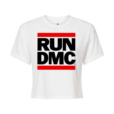 Run DMC Stacked Logo - Juniors Cropped Cotton Blend T-Shirt