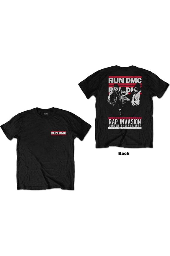 Run DMC Unisex T-Shirt Rap Invasion (Back Print) (X-Large)