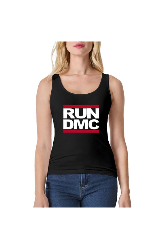 Run_DMC Women's Tank Top Sleeveless Black Tee for Women L