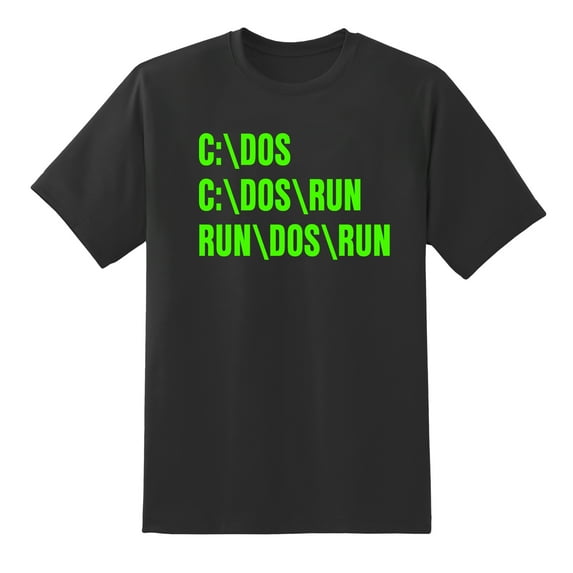 Run DOS Run IT Geek Computer Engineer Humor Men's Funny Mens Graphic T Shirts Black,3XL