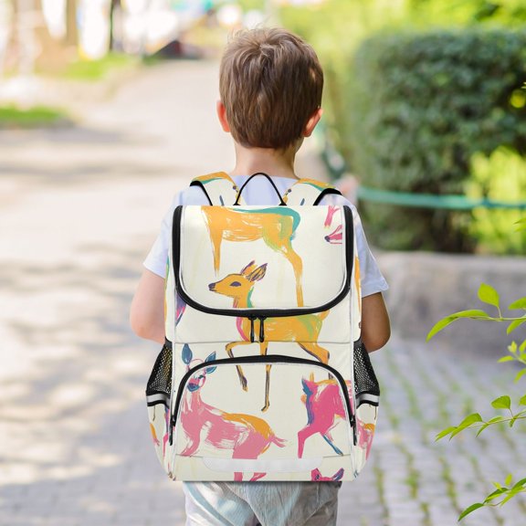 Run Deers Colorful Backpack Big Laptop Backpack Casual Daypack Quilted Large Capacity Large Bookbags