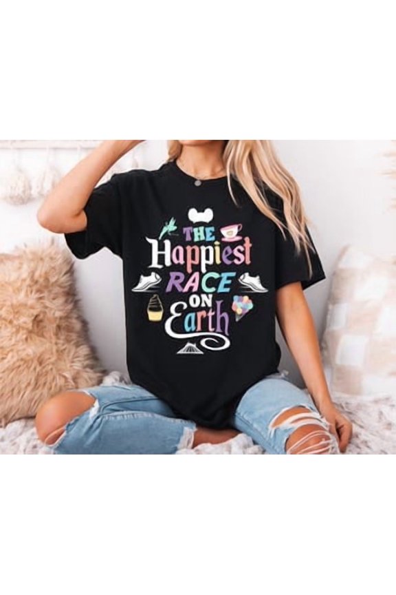 Run Disney Shirt, Mickey Run, The Happiest Race On Earth, Walt Disney World Marathon, Walt Disney Half Marathon Shirt, White Tshirt