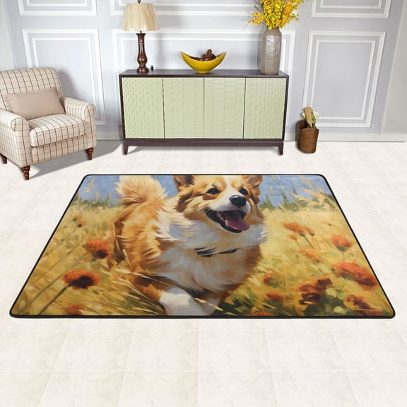Run Dog Area Rug Washable 72 x 48 Floor Carpet Mat Non Slip for Bedroom Living Room Kids Room Home Decor
