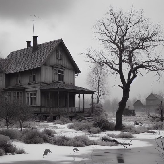 Run Down Old House Digital Painting II - 12" x 18" Art Print Wall Decor