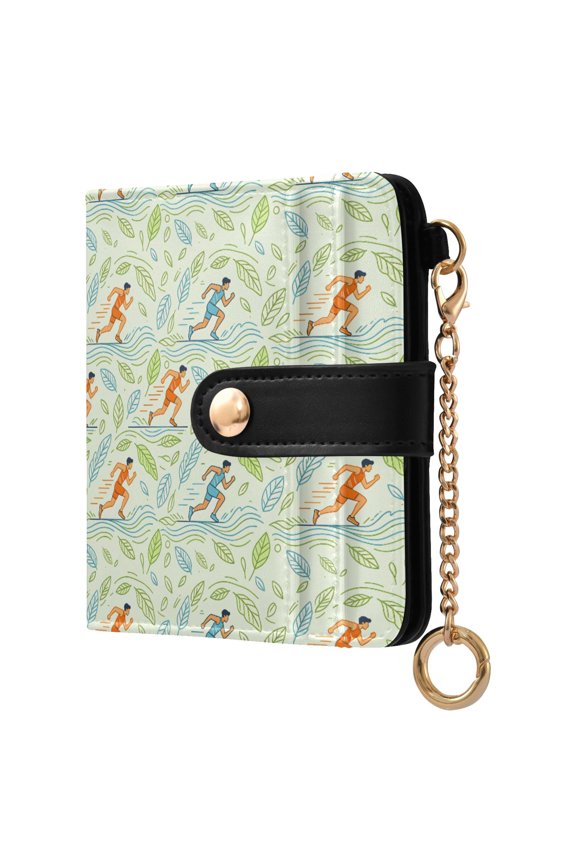 Run for Exercise Small Wallet for Women RFID Blocking Bifold PU Leather Credit Card Holder with Zipper Coin Pocket Compact Cute Travel Purse Magnetic Snap 7 Card Slots