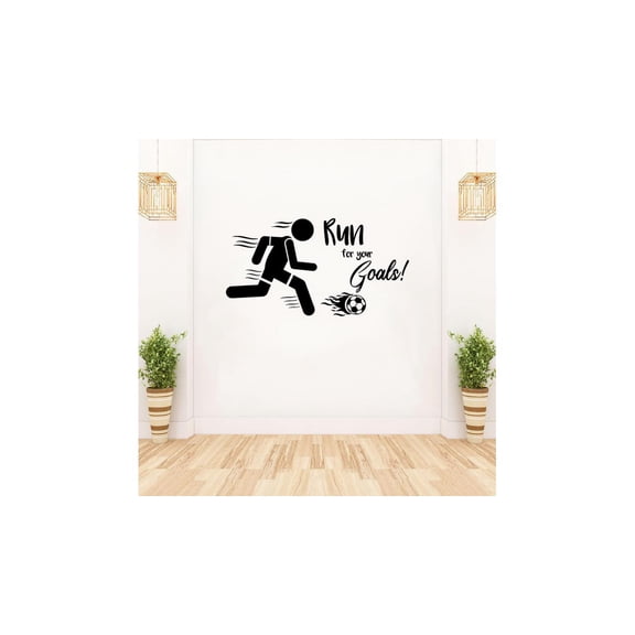 Run For Your Goals Soccer Quote Soccer Player Athlete Quotes Wall Sticker for Nursery Bedroom Children Kids World Cup Sport Fans Rooms Home Art Murals Decals Decor Vinyl Decoration Size (8x10 inch)