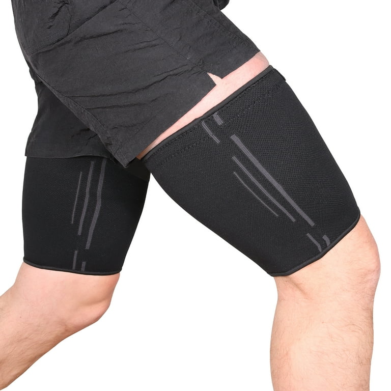 Run Forever Sports Thigh/Hamstring Compression Sleeve, Large (Black) 