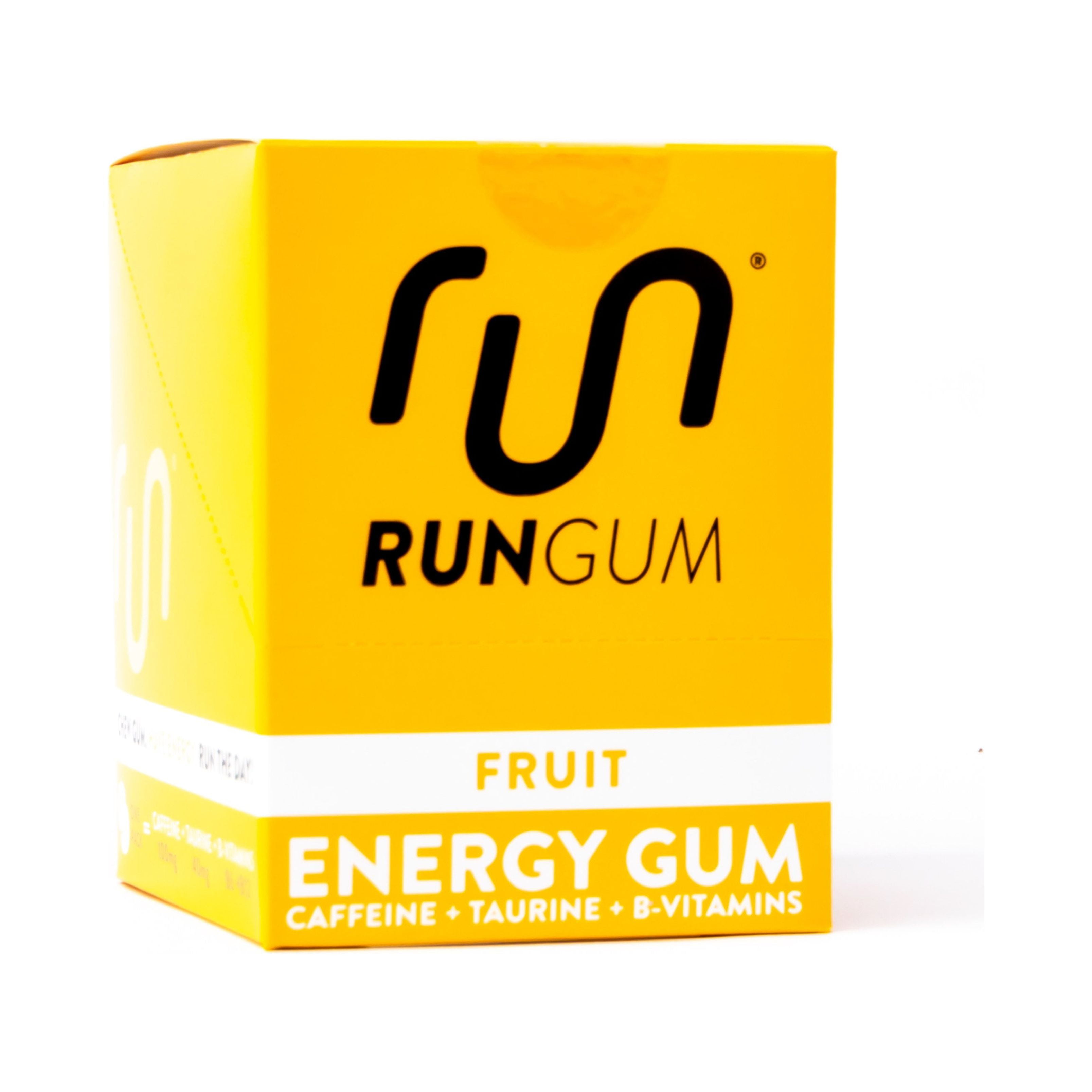 Run Gum Fruit Energy Gum 50mg Caffeine Taurine & BVitamins per Piece