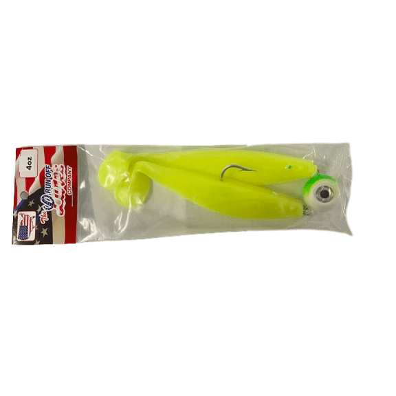 Run Off Lures Swing Head Jigs - 4oz - Chartreuse - 6 Inch w/ Replacement Shad