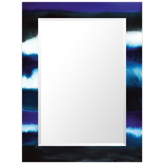 'Run Off'Rectangular Beveled Mirror on Free Floating Printed Tempered Art Glass
