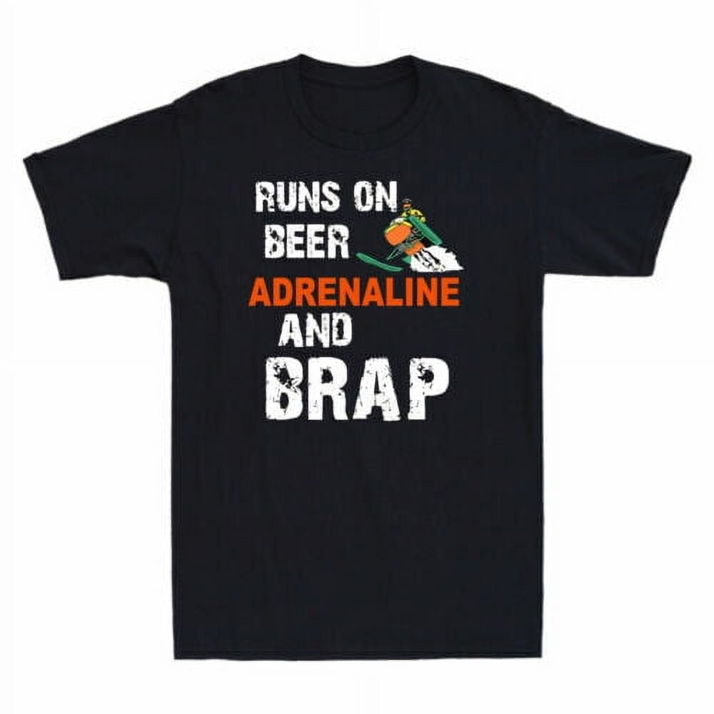 Run On Beer Adrenaline And Brap Snowmobile Motor Sled Retro Men's Black TShirt
