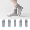thumbnail image 1 of Run-Resistant Sheer Stockings | Durable Nylon Socks for Office, Weddings & Formal Wear Under 5$, Hontri 10 Pack Women's Nylon Socks Ankle High Pantyhose , Grey, One Size, 1 of 5
