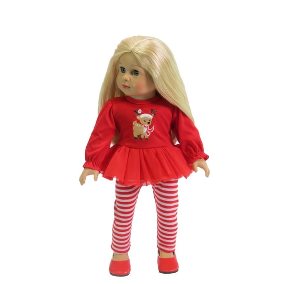 Run Run Rudolph Christmas Reindeer Pant Set For 18 Inch Dolls