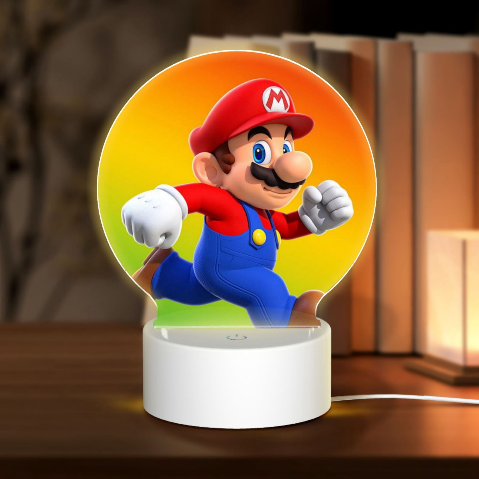 Run Super Mario Round Acrylic Night Light Decoration USB Cable LED Lamp ...