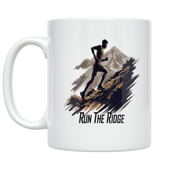 Run The Ridge Mountain Trek Runner - Outdoor Enthusiast - 11 oz Ceramic Coffee Mug