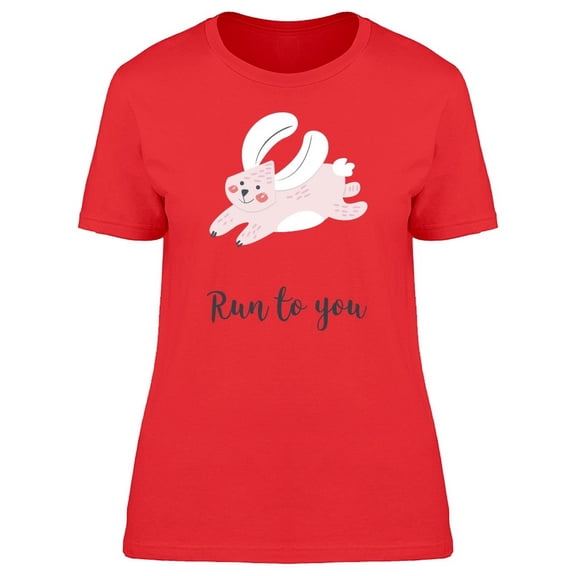 Run To You Cute Rabbit Doodle T-Shirt Women -Image by Shutterstock, Female Large