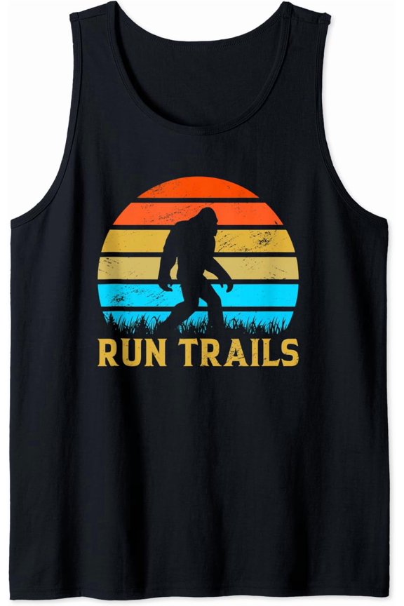 Run Trails Bigfoot Runner Yeti Believer Running Sasquatch Tank Top Size S-3XL