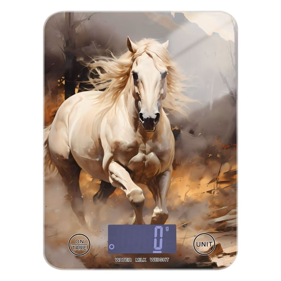 Run White Horse Food Scale Digital Kitchen Scale Waterproof Tempered Glass Tare Function 11 lb for Baking Cooking Meal Prep