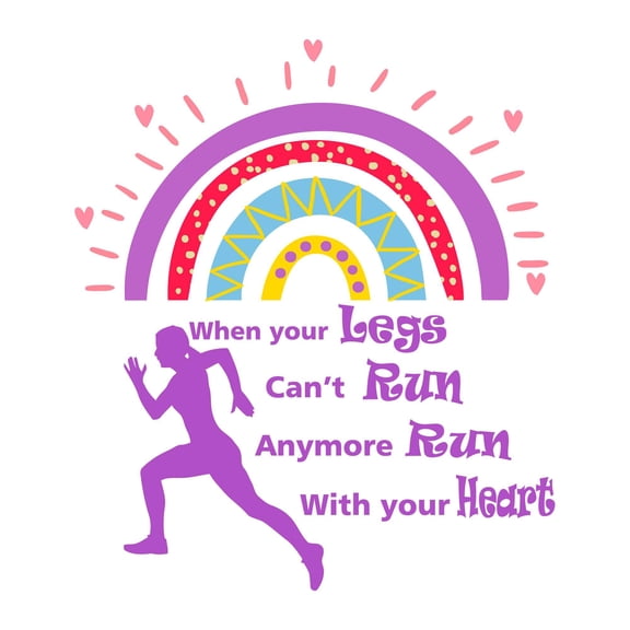 Run With Your Heart Exercise Gym Fitness Inspirational Quote Decal Wall Art Sticker Designs Vinyl Stickers For Home House Walls Rooms Windows Bedroom Decoration Size (12x12 inch)