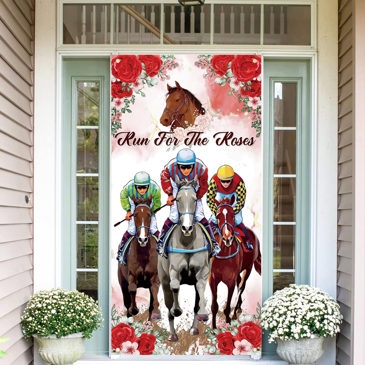 Run for the Rose Kentucky Derby Party Door Cover Horse Themed Decor