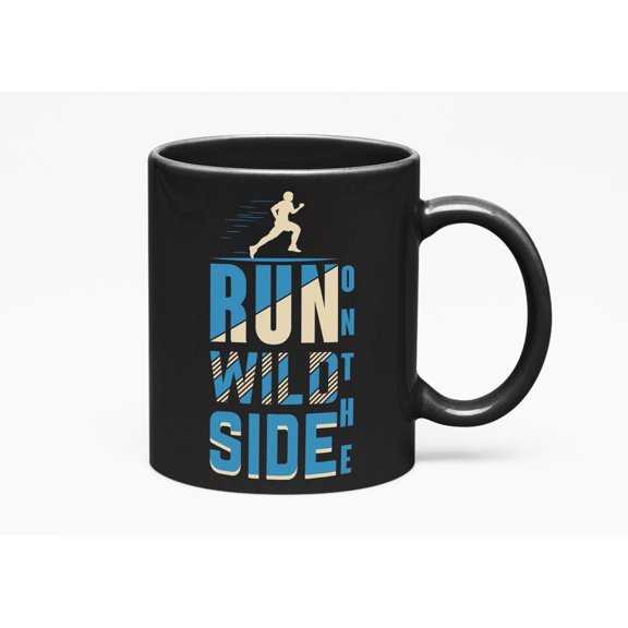Run on the Wild Side, Runner, Black 11oz Ceramic Mug