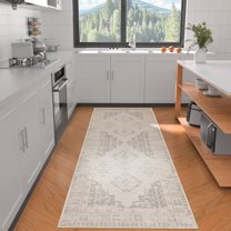 MeyJey 2'x8' Distressed Non-Slip Runner Rug, Washable, Brown/Gray ...