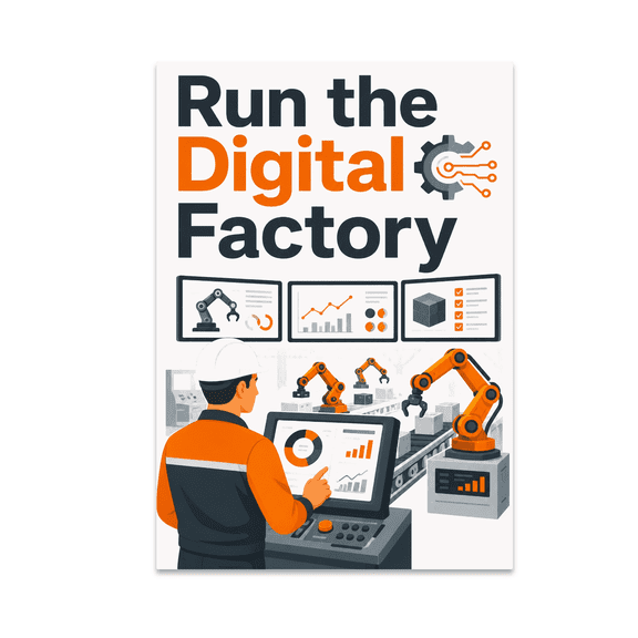 Run the Digital Factory Wall Art - Modern Industry Decor - 13x19 Poster Print