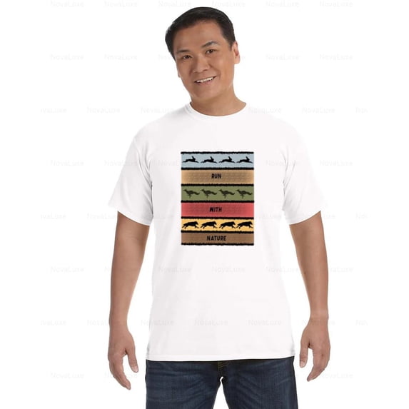 Run with Nature Comfort Color T-Shirt Outdoor Fitness Eco-Inspired Design, Unisex, up to size 4XL