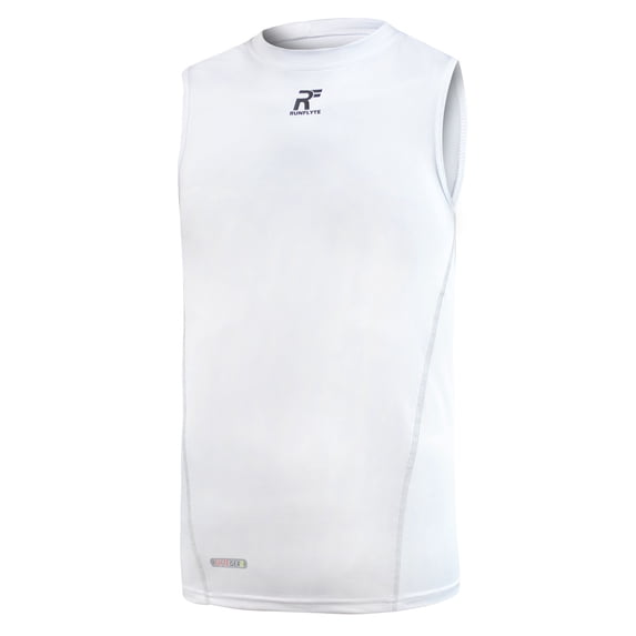RunFlyte Men's Basics Light Compression Tank Top - Training - Moisture Wicking White/Black f1214-wwk