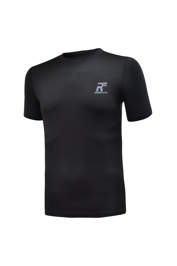 Men's Basics Short Sleeve Moisture-Wicking T-Shirt Black/Dark Grey f1002-kkg