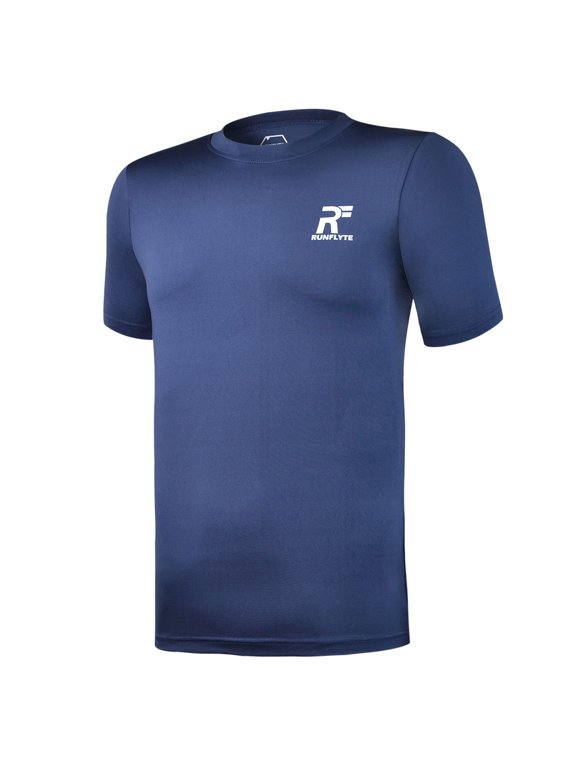 Men's Basics Short Sleeve Moisture-Wicking T-Shirt Navy Blue/White f1002-nbw