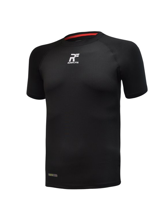 Men's Contour Stitch Short Sleeve Compression T-Shirt Black/White f1003-kkw