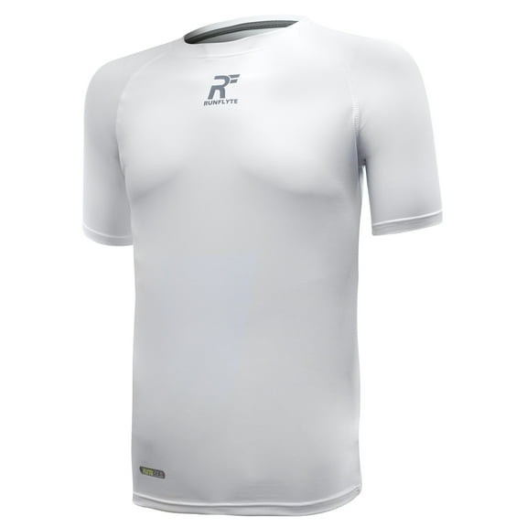 RunFlyte Men's Contour Stitch Short Sleeve Compression T-Shirt White/Grey f1003-wwg