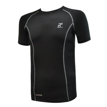 RunFlyte Men's Flyte Compression - Short Sleeve - Moisture Wicking T-Shirt Black/Grey f1212-kkg