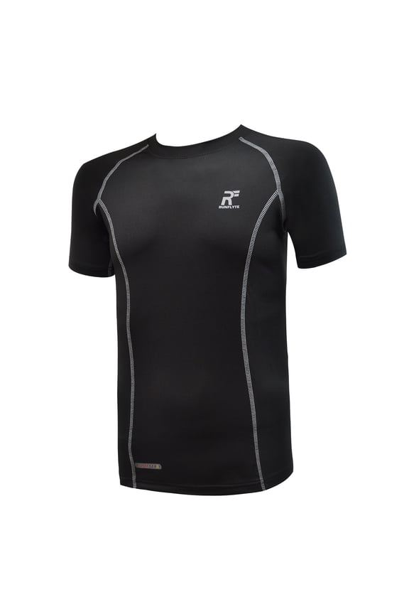 Men's Flyte Compression - Short Sleeve - Moisture Wicking T-Shirt Black/Grey f1212-kkg