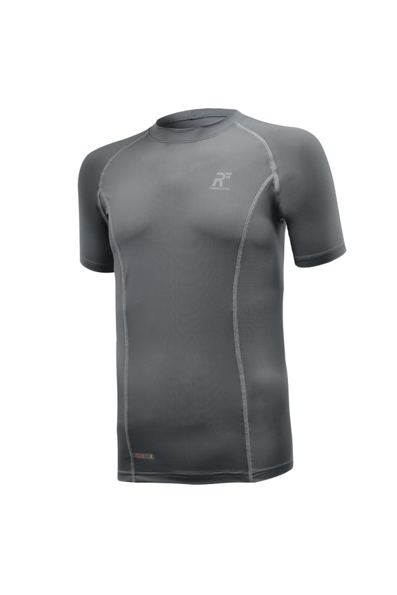 Men's Flyte Compression - Short Sleeve - Moisture Wicking T-Shirt Dark Grey/Light Grey f1212-dbg