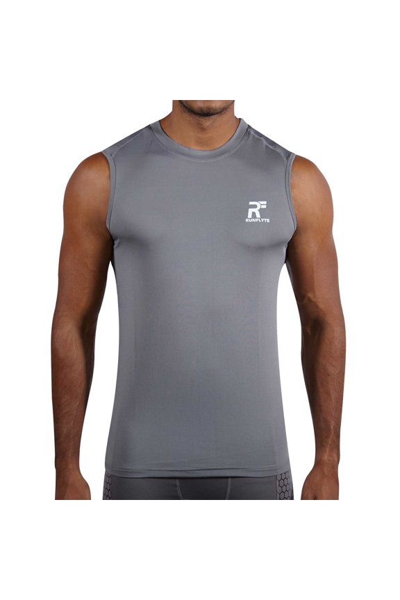 Men's Sleeveless Tank Top Shirt - Training - Workout Grey/White