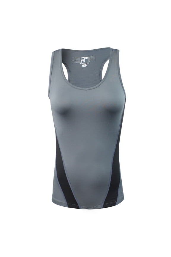 Women's Brisk Tank Top - Fitted - Moisture Wicking - Yoga Charcoal f3303-ggk