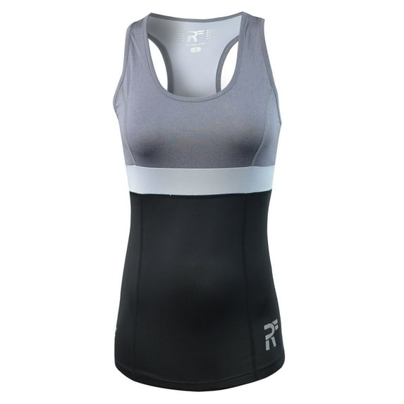 RunFlyte Women's Chakra II Tank Top - Fitted - Moisture Wicking - Charcoal/Black f3302-gkg