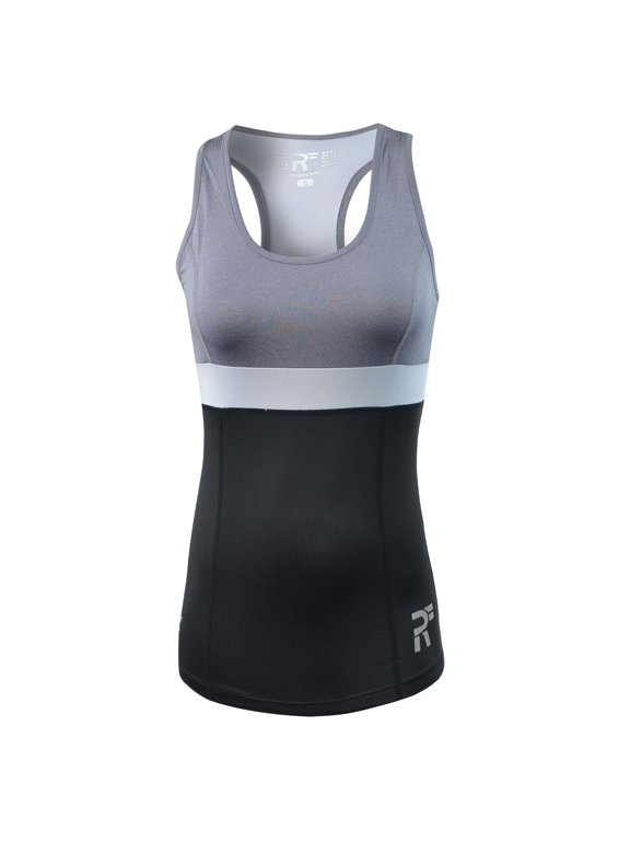 Women's Chakra II Tank Top - Fitted - Moisture Wicking - Charcoal/Black f3302-gkg